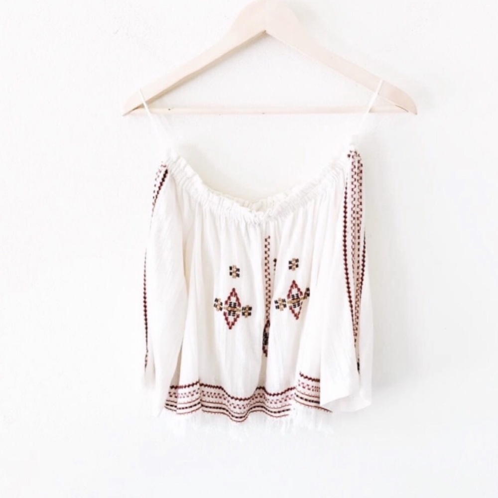 Topshop embroidered fringe trim OTS top READ